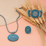 Bold Sunburst Stabilized Arizona Turquoise Pendant Sterling Silver - Handmade in the USA