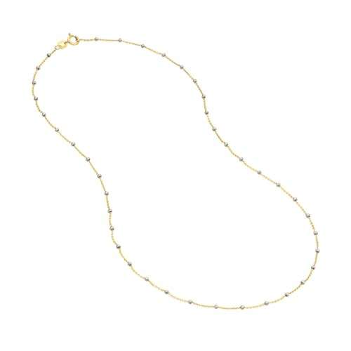 14k Gold Two-tone Satellite Chain Necklace 1.8mm, 20-inch Length