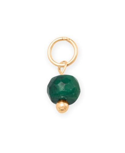 AzureBella Jewelry 14k Gold-Filled Green Dyed Emerald Corundum May Birthstone Bead Charm