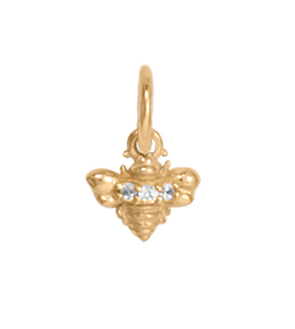 14k Yellow Gold Bumble Bee Charm with Cubic Zirconia