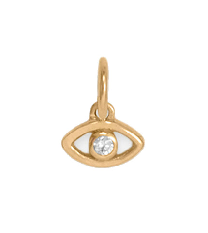 14k Yellow Gold Evil Eye Charm with Cubic Zirconia