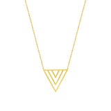 14k Yellow Gold Trio V Triangle Geometric Necklace Adjustable Length