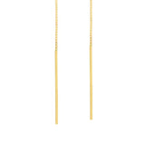 14K Yellow Gold Threader Earrings Box Chain with Polished Double Bars