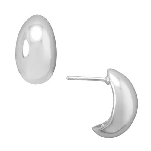 Puffy Stud Mini Half-Hoop Earrings .925 Sterling Silver