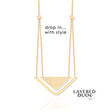 14k Yellow Gold Triangle Bar Double Layered Necklace