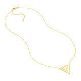 14k Yellow Gold Trio V Triangle Geometric Necklace Adjustable Length