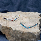 Multicolor Stone Sterling Silver Cuff Bracelet V Shape - Handmade in the USA