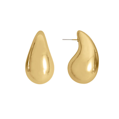 Chunky Raindrop Fashion Earrings Gold Tone