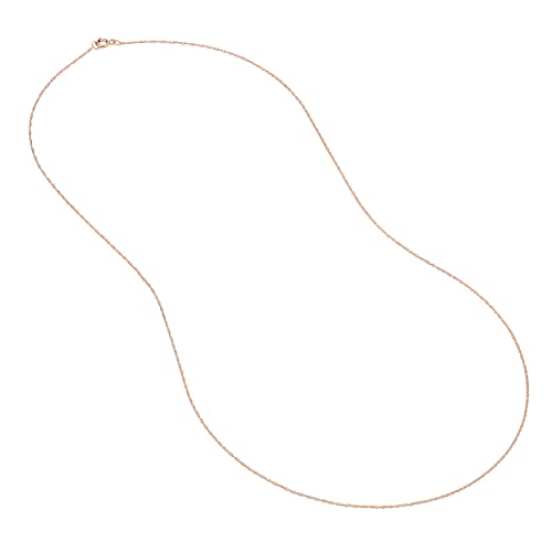 14k Rose Gold. 07mm Rope Chain Necklace