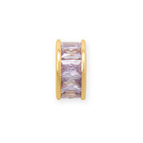 14k Gold-plated Birthstone-colored Cubic Zirconia Wheel Bead Charm