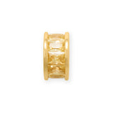 14k Gold-plated Birthstone-colored Cubic Zirconia Wheel Bead Charm