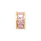 14k Gold-plated Birthstone-colored Cubic Zirconia Wheel Bead Charm