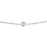 14k White Gold Genuine Diamond Lariat Bolo Bracelet Adjustable Length