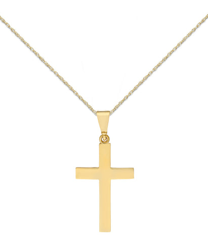 10k Yellow Gold Straight Edged Cross Necklace 18-inch