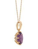 14k Yellow Gold Amethyst Necklace with Precision Cut Stone