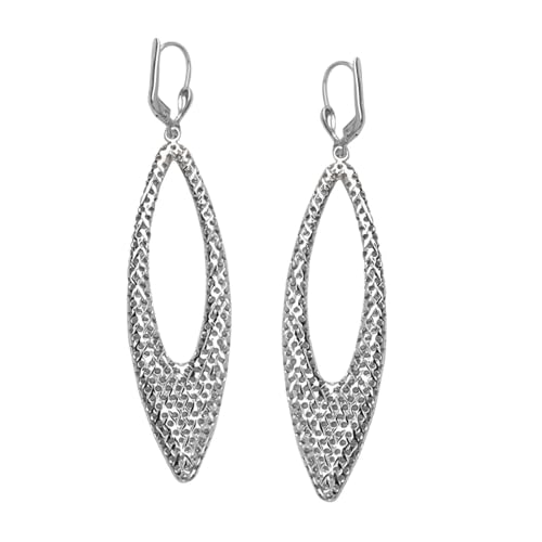 Marquise Laser-cut Drop Earrings Silver Nontarnish Lever