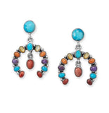 Horseshoe Design Multistone Earrings Sterling Silver - Handmade in the USA