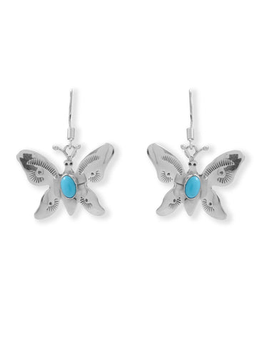 Lee Sandoval Navajo Butterfly Earrings  with Campitos Stabilized Turquoise