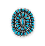 Arizona Turquoise Sunburst Design Ring Sterling Silver - Handmade in the USA