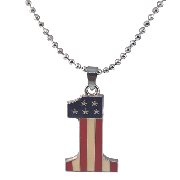 AzureBella Jewelry Number One Red White and Blue Necklace with Facet Bead Chain AzureBella Jewelry Number One Red White and Blue Necklace with Facet Bead Chain