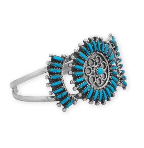 Sunburst Style Arizona Turquoise Cuff Bracelet - Handmade in the USA