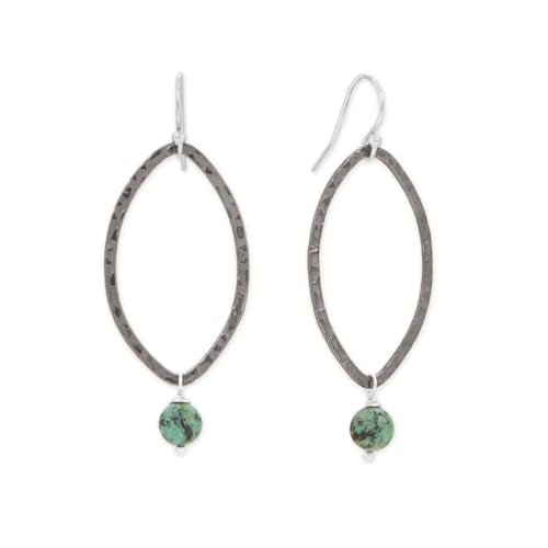 Limited Edition Two-tone Marquise Chrysocolla Drop Earrings