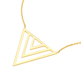14k Yellow Gold Trio V Triangle Geometric Necklace Adjustable Length