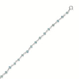 Genuine Teal-color Apatite Bead Anklet Sterling Silver Adjustable Length