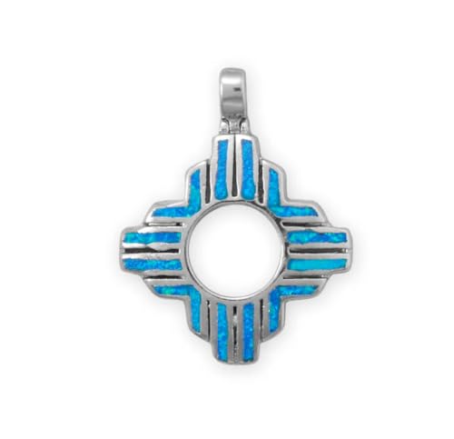 Zia Pendant Synthetic Blue Opal Rhodium-plated Sterling Silver