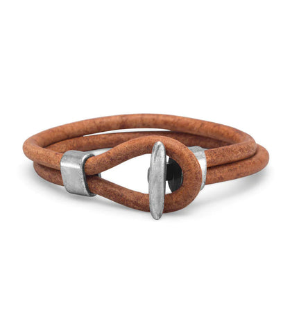 Wildfire Fashion Men's Brown Double Leather Bracelet