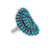 Arizona Turquoise Sunburst Design Ring Sterling Silver - Handmade in the USA