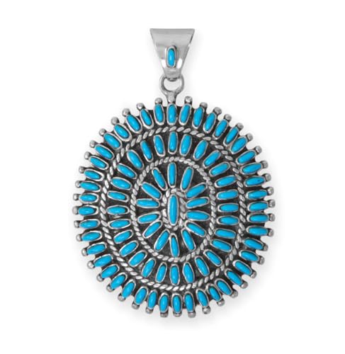 Bold Sunburst Stabilized Arizona Turquoise Pendant Sterling Silver - Handmade in the USA