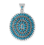 Bold Sunburst Stabilized Arizona Turquoise Pendant Sterling Silver - Handmade in the USA