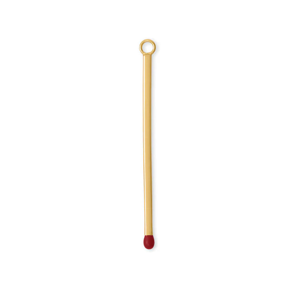3D Matchstick Pendant, Gold-plated Silver