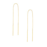 14K Yellow Gold Threader Earrings Box Chain with Polished Double Bars