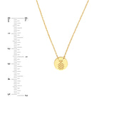 14k Yellow Gold Mini Disk Pendant Necklace with Engraved Pineapple