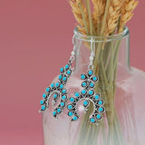 Arizona Turquoise Earrings Flower and Horseshoe Design Sterling Silver - Handmade in the USA
