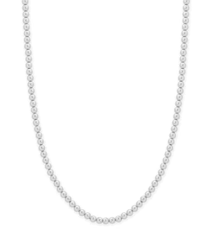 Sterling Silver 4mm Bead Necklace Adjustable Length