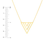 14k Yellow Gold Trio V Triangle Geometric Necklace Adjustable Length