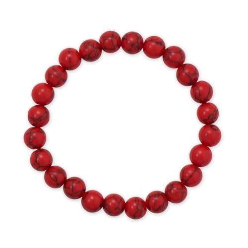 Bead Stretch Bracelet 8mm Synthetic Dyed Red Turquoise