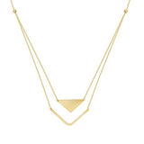14k Yellow Gold Triangle Bar Double Layered Necklace