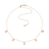 14k Rose Gold Choker Necklace with Dangle Disks Adjustable Length