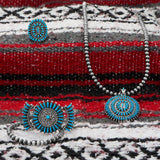 Bold Sunburst Stabilized Arizona Turquoise Necklace with Bead Chain Sterling Silver - Handmade in the USA