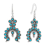 Arizona Turquoise Earrings Flower and Horseshoe Design Sterling Silver - Handmade in the USA