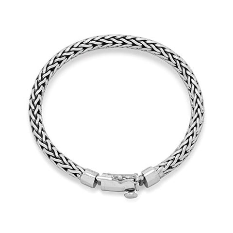 Sterling Silver Woven Chain Bracelet 8-inch Length