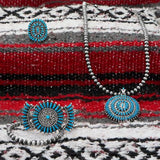 Bold Sunburst Stabilized Arizona Turquoise Pendant Sterling Silver - Handmade in the USA