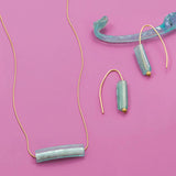 Ancient Roman Glass Handle Wire Threader Earrings 14k Gold-filled