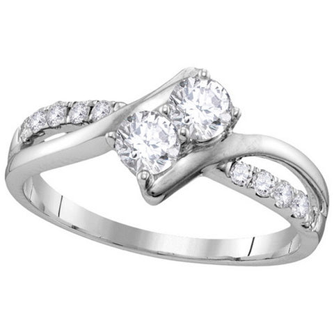 Hearts Together Diamond Ring 10k White Gold 5/8 CTW 12 Diamonds EGL Certified, 8
