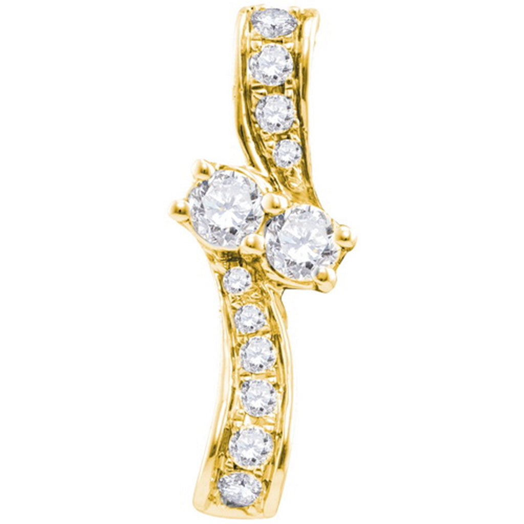 Hearts Together Pendant 14k Yellow Gold 1/4 CTW 12 Diamonds