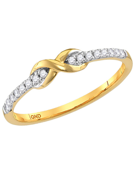 10k Yellow Gold Diamond Stackable Infinity Design Band Ring .11 CTW 10k Yellow Gold Diamond Stackable Infinity Design Band Ring .11 CTW